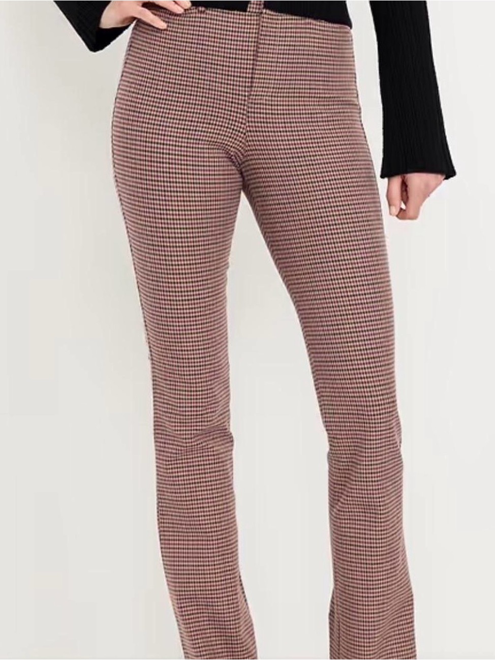 Nwt Old Navy High-Waisted Pixie Kick Flare Pants | Size 12| Brown Houndstooth